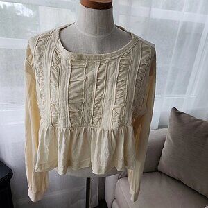 Pilcro NWT $68 Anthropologie cream top long sleeve XXS cropped
